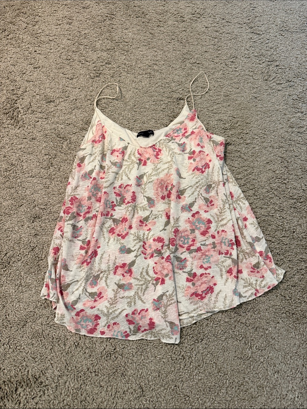 American Eagle Outfitters Floral Spaghetti-Strap Camisole - White & Pink